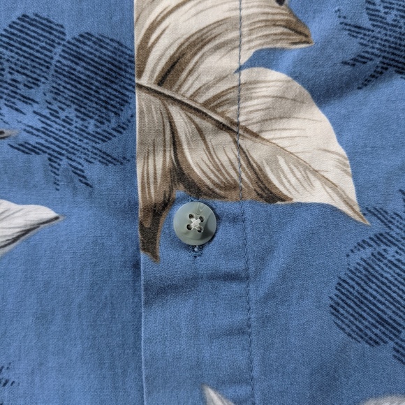 Pierre Cardin Hawaiian Shirt Men's XL Blue Tan Floral * - Picture 2 of 10